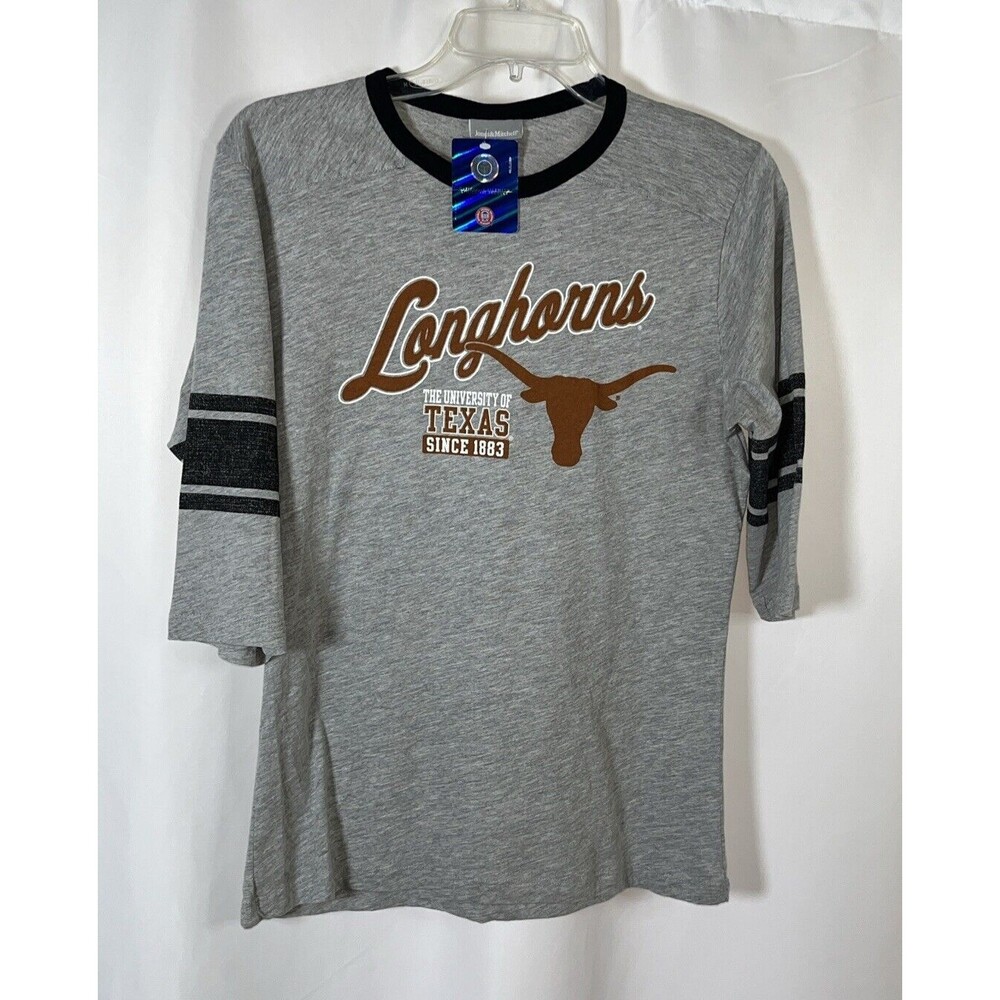 L. Jones & Mitchelll Longhorns Gray Graphic T-shirt Crew Neck 3/4 Sleeve